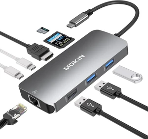 MOKiN USB C Hub Multiport Adapter for MacBook/Dell/HP, 9 IN 1 USB C Dongle Laptop Docking Station with 4K HDMI, Ethernet, 3 USB Ports, 100W PD Charging, SD/TF Card Reader MOKiN USB C Hub Multiport Adapter for MacBook/Dell/HP, 9 IN 1 USB C Dongle Laptop Docking Station with 4K HDMI, Ethernet, 3 USB Ports, 100W PD Charging, SD/TF Card Reader