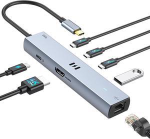 Selore 10Gbps USB C Hub Multiport Adapter Ethernet Adapter with 4K@60Hz HDMI Gigabit Ethernet 3 USB C Ports 100W PD USBC Dongle for MacBook Pro Air iPad HP  etc