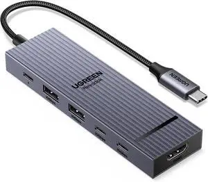 Revodok Pro USB-C Hub 6 in 1 10Gbps 4K 60Hz HDMI 100W Power Delivery for MacBook Pro/Air iPad Pro Thinkpad Rog Ally and More.