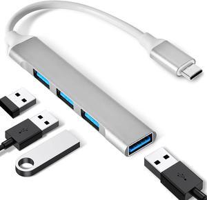4 Ports USB C to USB Hub Aluminum Type C to USB A 3.0 Adapter Plug and Play USB Extender for MacBook Pro/Air Laptop Keyboard and Mouse