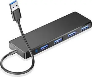 USB 3.0 Hub 4 Ports USB A Splitter Ultra Slim Mini USB Expander Multiple USB Hub for Laptop PC Xbox Flash Drive HDD Console Printer Camera Keyborad Mouse and More