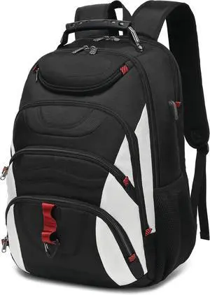 Laptop Backpack for men 17.3 inch Laptop Bag with USB Port Waterproof Travel Work Backpack Purse Anti-Theft Teacher Nurse Doctor Casual Bookbags Office Business backpackWhite