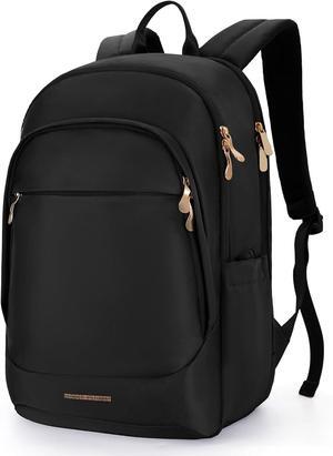 Travel Backpack for Women 15.6 Inch Laptop Backpack with USB Charging Hole Water Resistant College Bookbag Large Capacity Black Computer Backpacks for Work Black