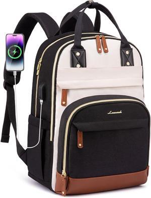 Backpack for Women Fits 15.6 Inch Laptop Bag School Backpacks Fashion Travel Work Anti-theft Bag Business Computer Waterproof College Backpack Purse Beige-Black-Brown