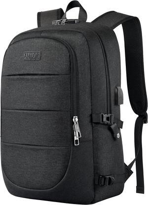 Travel Laptop Backpack for en 15.6-17.3 inch Laptop Backpack for School Anti Theft Business Work Backpack with USB Charging Port Water Resistant College Computer Bag for Men & Women Black