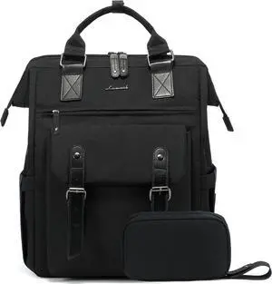 Laptop Backpack for Women College School Backpack Student Bookbag Teacher Work Bags Travel Backpack Purse Business Computer Bag Commuter Nurse Bags 15.6 Inch Black