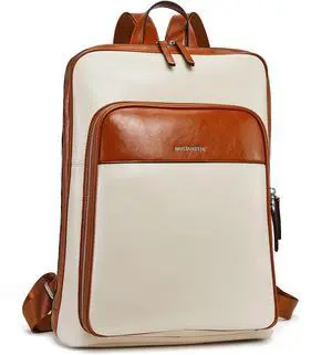 Leather Laptop Backpack for Women 15.6 inch Computer Bag Travel Work Daypack Large Size Bag