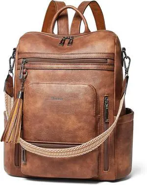 Vegan Leather Laptop Backpack for Women 15.6 inch Work Backpack Fashion Travel Backpack Purse for Travel College Work