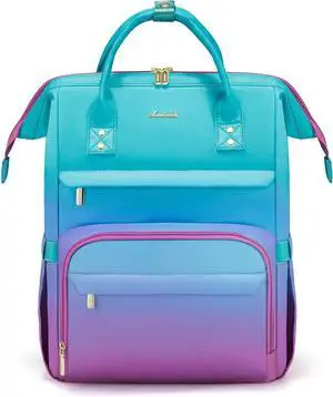 Gradient Laptop Backpack for Women 17.3 Inch Work Computer Bakcpack Purse Laptop Bag With Anti-Theft Pocket Waterproof Carry on Teacher College Backpack for Travel Green-Red