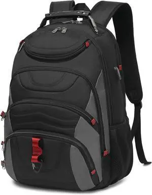 Laptop Backpack for men 17.3 inch Laptop Bag with USB Port Waterproof Travel Work Backpack Purse Anti-Theft Teacher Nurse Doctor Casual Bookbags Office Business backpackBlack&Dark Grey