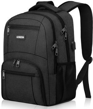 Backpack for Men Women School Backpacks for Teen Boys Girls Water Resistant Laptop Backpack with USB Charger 15.6 Inch Black College Bookbag