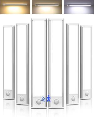 Under Cabinet Lighting LED Motion Sensor Light Indoor Rechargeable Motion Activated Under Cabinet Lights Battery Operated Dimmable & 3 Color Temps Wireless Under Counter Lights for Kitchen(6Pack)