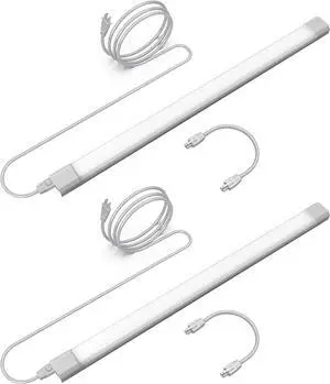 24 2Pack Plug-in LED Under Cabinet Lights 12.5W 1000LM 3000K Dimmable Kitchen Lighting Easy Install with 5FT Power Cord and 12 Linking Cord Connect Up to 15 Units YT-4101-24-2