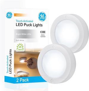 Wireless LED Puck Lights Battery Operated 20 Lumens Touch Light Tap Light Stick on Lights Under Cabinet Light Ideal for Kitchen Cabinets Closets Garage 2 Pack 25434