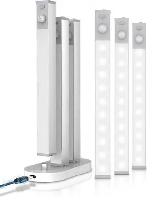 6 Pack Led Under Cabinet Lights Wireless with Charging Station 7 Rechargeable Motion Sensor Light Indoor Dimmable Closet Lights for Cabinets Bookshelf Stair Hallway