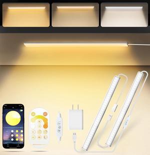 Under Cabinet Lights Dimmable White LED Under Cabinet Lighting Closet Lights with Bluetooth Smart APP Remote Control Under Counter Lights for Kitchen Cabinet Counter