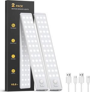 Under Cabinet Lighting - 10.5 Motion Sensor Light Indoor Magnetic Wireless Closet Lights Dimmable Led Night Light Rechargeable Under Counter Lights for Kitchen Bedroom Stair 2 Pack