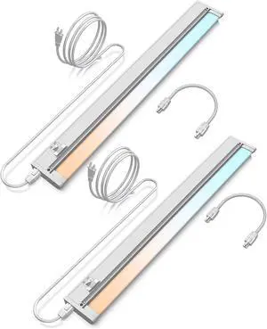 18 2Pack Plug in LED Under Cabinet Lights Hardwired 12W 10000LM 3CCT 45° Rotatable Design Linkable Up to 15 Units Under Counter Lights for Kitchen Closets YT-4208-16-2