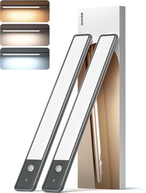 52LED Motion Sensor Cabinet Light Wireless USB Rechargeable Night Lights Under Counter Closet Lighting Battery Powered Operated Dimmable Kitchen Lights for Stairs Bedroom Pantry (2 Pack)
