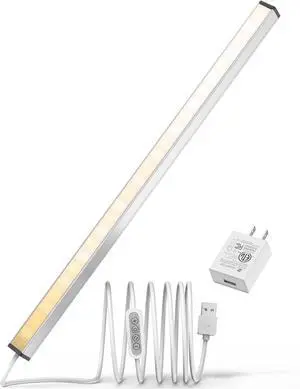 LED Under Cabinet Lighting 3 Color Changing(2700K 4000K 6000K) 14.5in USB Plug-in Under Desk Light Dimmable LED Grow Light USB Light Bar for Home Kitchen Cabinet Pantry