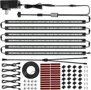 LED Safe Lighting Kit. Door Control Activated. 6 pcs Slim 12 inch Light Bars. Linkable Extendable Plug-in for Gun Safe Closet Showcase in-Cabinet Under Counter Pantry. Daylight 5000K