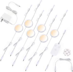 6pack LED Puck Light Kit 2700-6000K Smart Round Under Cabinet Lighting with APP Control Compatible with Alexa Google Assistant for Under Counter Kitchen (Silver)