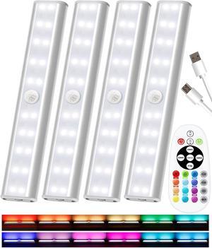 Under Cabinet Lights Wireless 48-LED Under Cabinet Lighting Rechargeable Dimmable Closet Lights Remote Under Counter Lights for Kitchen Stick on Lights for Shelf Pantry Desk (4 Packs)