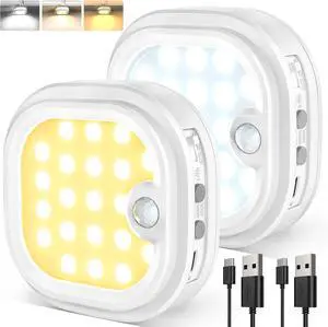 2025 9 Modes Battery Powered Closet Lights Wireless Magnetic Motion Sensor Light Indoor Long Time Battery Under Cabinet Lights 120° Wide Range for Night Kitchen Stairs Bedside