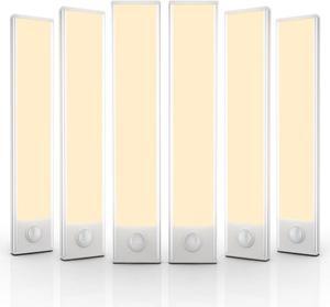 Under Cabinet Lights 32 LED Rechargeable Motion Sensor Light Indoor 6 Pack Magnetic Closet Lights Wireless Under Counter Lights for Kitchen Stairs (Warm) 8 inch
