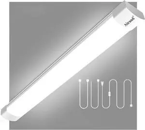 Utility LED Shop Light Fixture 2FT 4FT With Plug Linkable Tube Light 5000K Under Cabinet Lighting 1800 LM Ceiling and Closet Light 18W Corded Electric With ON/Off Switch