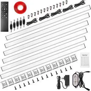 6 Pcs Under Cabinet Lights Plug in Dimmable Led Under Cabinet Lighting 12 inch Under Counter Lights for Kitchen Workbench Cupboard 6000K White Closet Light with Dimmable Daylight Remote