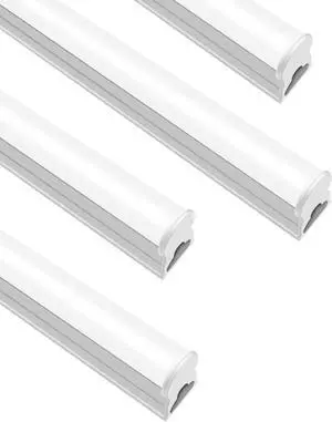 LightingWill 4 Pack LED Shop Light 2FT Daylight White 6000~6500K 10W Linkable T5 Integrated Fixture Utility LED Ceiling Light and Under Cabinet Light Corded Electric with Built-in ON/Off Switch