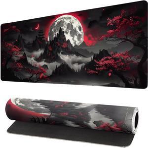 Extended Gaming Mouse Pad Large Gaming Mouse Waterproof with Stitched Edges Non-Slip Desktop Pad for Home and Office Level Up Your 31.5x11.8 Inch (Dark Night)