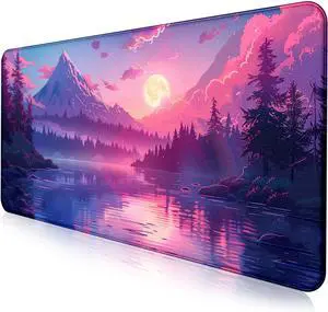 Sunset Mountain Scenic XXL Extended Mouse Pad Fuji Mountain Large Laptop Pad Waterproof Non Slip Game Office Sewn Table Pad 35.4 x 15.7 x 0.12 Inches