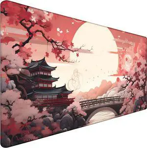 Japanese Large Gaming Mouse Pad with Stitched Edges 31.5 x 15.7 Large Extended Computer Pad Mouse Pad Protector with Non-Slip Waterproof Rubber Base for Laptop Office Accessories Sunset