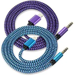 [2Pack/3.3ft] Lightning to 3.5mm iPhone Aux Cord [ Mfi Certified] iPhone Aux Audio Cable for Car Home Stereo Speaker Headphone Compatible with iPhone 14 13 12 11 Pro Max Mini XR XS 8 iPad iPod