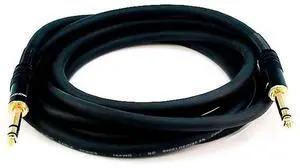 1/4-Inch TRS Male to Male Cable - 10 Feet - Black 16AWG Gold Plated - Premier Series