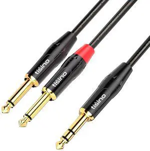 tisino 1/4 inch TRS Stereo to Dual 1/4 inch TS Mono Insert Cable Y-Splitter Stereo Breakout Cable Patch Cord - 3.3 feet