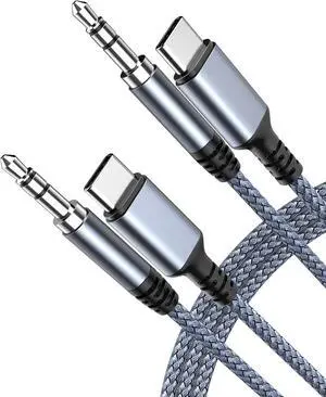 USB C to 3.5mm Aux Audio Cable (2-Pack 3.3FT) for iPhone 16/15 iPad Pro Galaxy S23 S22 S21 Android Pixel Headphone Type C to 3.5mm Headphone Car Stereo Cord