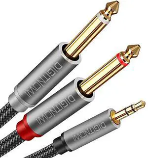 3.5mm 1/8 TRS to Dual 6.35mm 1/4 TS Mono Stereo Y-Cable Splitter Cord for Smartphone Computer CD Player Speakers and Home Systems Amplifier 6.6Ft