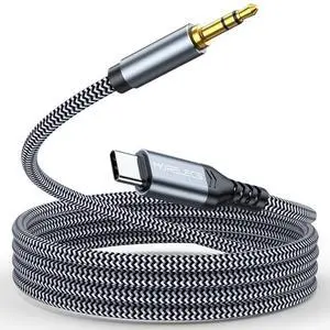 Aux to USB C 3.3ft Aux Cord to USB C Compatible with iPhone 15/16/17 Galaxy S24/S23 iPad Pro Pixel - Type C to 3.5mm Cord for Car Headphones Speakers