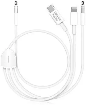 [3in1] USB C to 3.5mm Audio Aux Jack Cable Compatible with iPhone 15 14 13 12 11 XS XR X 8 7 iPad Pro  Galaxy S23 S22 S21 Ultra etc Work with Car Stereo Headset Speaker - 3.93ft White