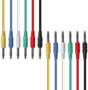 AxcessAbles 1/4 (6.35mm) TRS to 1/4 (6.35mm) TRS Multi-Color Balanced Stereo Patch Cables 6-Pack Outboard Gear& Patchbay Studio Cables External Effects Digital Analog Effects (1.5ft)