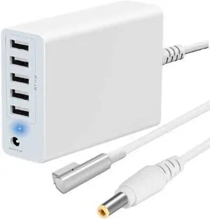 110W GaN 5 Port USB Fast Charger,USB/AC Wall Charger Power,110W Power Adapter L-Tip Replacement for Old 13/15/17 inch Mac Book Pro Mid-2012, Before Mid-2012 Adaptor Fast Charging