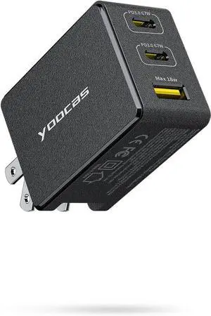 USB C 67W GaN Charger PD 3.0 Power Delivery Fast Type C Charging Block Laptop Charger for MacBook Pro/Air iPad Pro iPhone Android  XPS Galaxy Switch Surface steam Deck-Black
