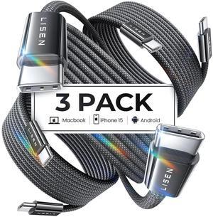 for iPhone 16 15 USB C to USB C Fast Charging 60W 3-Pack 3.3ft USB C Cable Type C Fast Charging Charger Cable for iPhone 16 15  S24 S23 iPad Pro 13 12.9 11 inch iPad Air 5 Black
