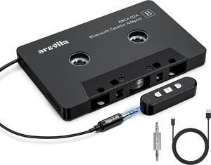 Car Audio Cassette to Aux Adapter 5.1 Bluetooth Receiver Kit for Cassette to Aux Adapter Bluetooth Receiver Compatible with 3.5 MM Auxillary Cable Tape Adapter Black Type BCAK04
