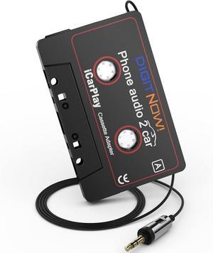 Car Audio Cassette to Aux Adapter 3.5MM Aux Audio Cable Tape Player for Smartphone/MP3 Player/CD Player 3.7Ft Cable(Black)
