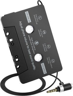 Car Cassette Aux Adapter with Microphone 3.5MM Cable Audio Cassette Tape Adapter Player for Car MP3 Phone 3.2 Feet Cable