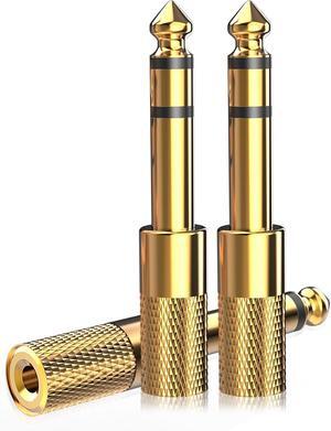 3-Pack 6.35mm Male to 3.5mm Female (1/4 in to 1/8 in) Stereo Headphone Adapter Audios Jack Adapter Thickened Gold Plated Hi-Fi for Auxiliary Cables Amplifiers Guitars Digital Pianos.